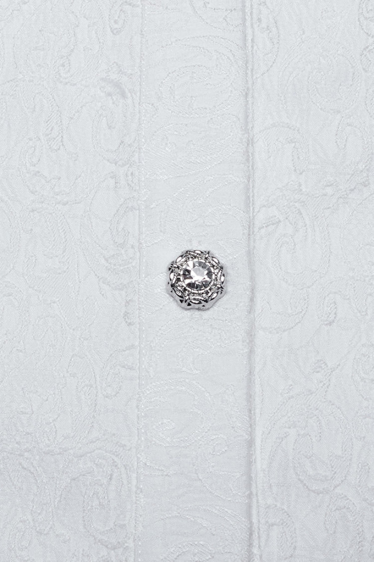 Gothic Lolita Blouse - Lapel Collar Rings, White, Men's Style, Long Sleeves, Punk Style - additional product view 6