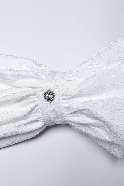 Gothic Lolita Blouse - Lapel Collar Rings, White, Men's Style, Long Sleeves, Punk Style - additional product view 8