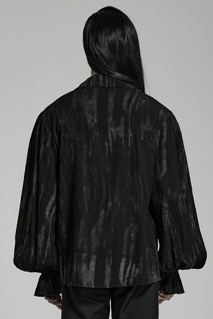 Gothic Lolita Blouse - Men's Jacquard V Collar Lantern, 2 Colors, Men's Style, Ruffled - additional product view 3