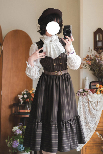 Gothic Lolita Blouse - Misty Forest, White, Stand Collar, Sweet Style, Ruffled - additional product view 2