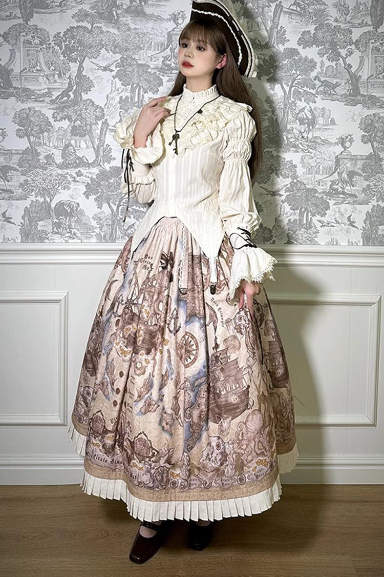 Gothic Lolita Blouse - Pirate Series Navigation, 3 Colors, Stand Collar, Sweet Style - additional product view 7
