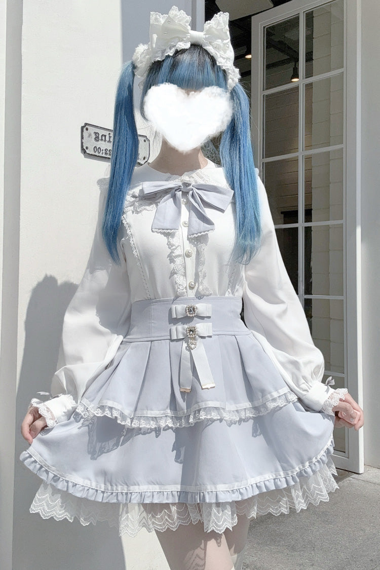 Gothic Lolita Blouse - Rabbit Ears, 3 Colors, Bow Detail, Lace Trim, Long Sleeves - additional product view 2