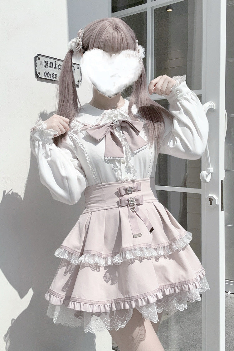 Gothic Lolita Blouse - Rabbit Ears, 3 Colors, Bow Detail, Lace Trim, Long Sleeves - additional product view 7