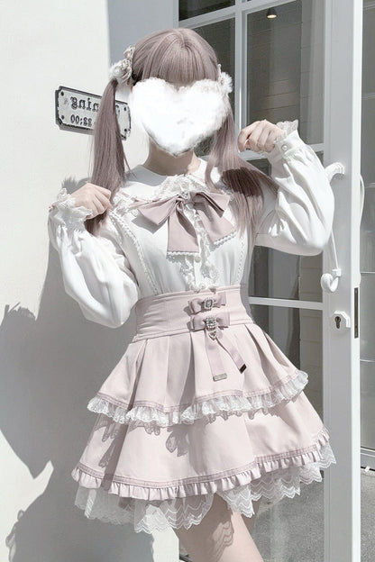 Gothic Lolita Blouse - Rabbit Ears, 3 Colors, Bow Detail, Lace Trim, Long Sleeves - additional product view 7