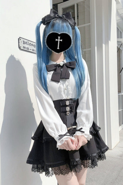Gothic Lolita Blouse - Rabbit Ears, 3 Colors, Bow Detail, Lace Trim, Long Sleeves - additional product view 9