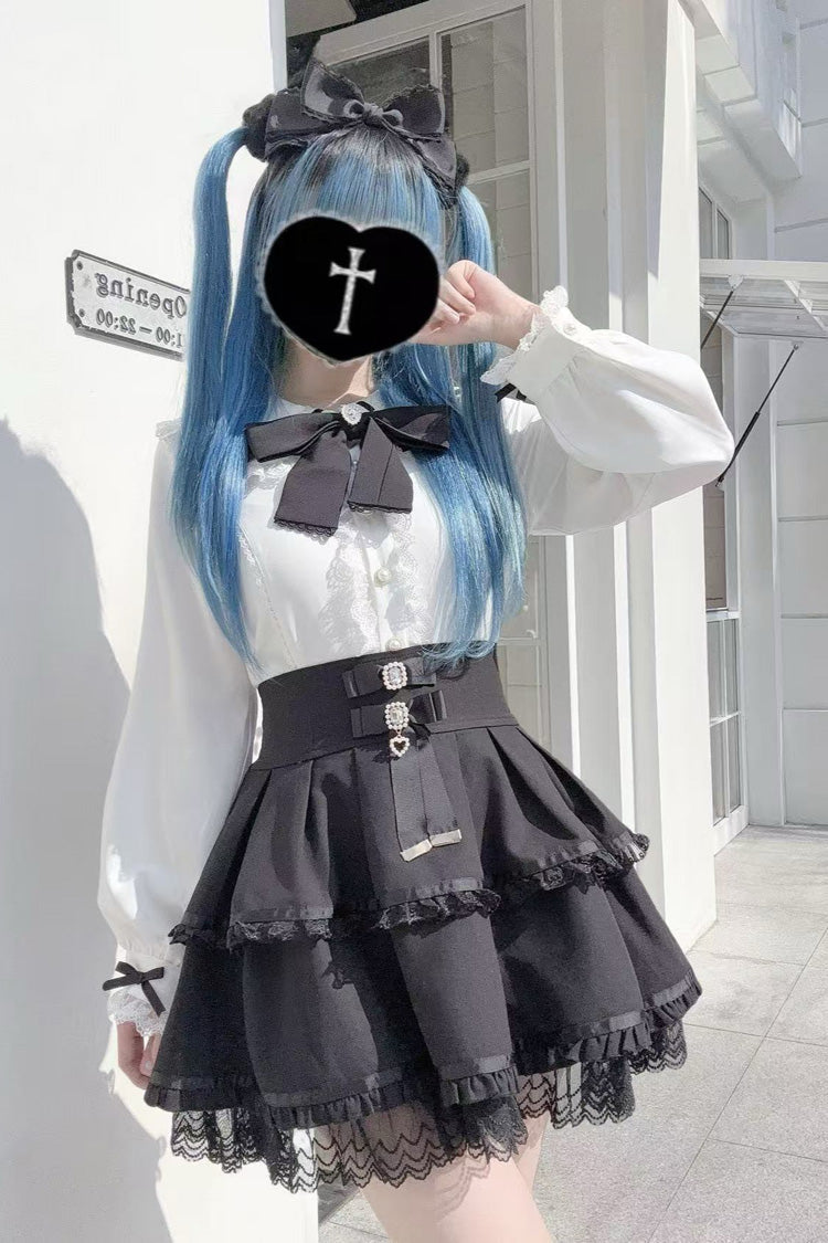 Gothic Lolita Blouse - Rabbit Ears, 3 Colors, Bow Detail, Lace Trim, Long Sleeves - additional product view 10