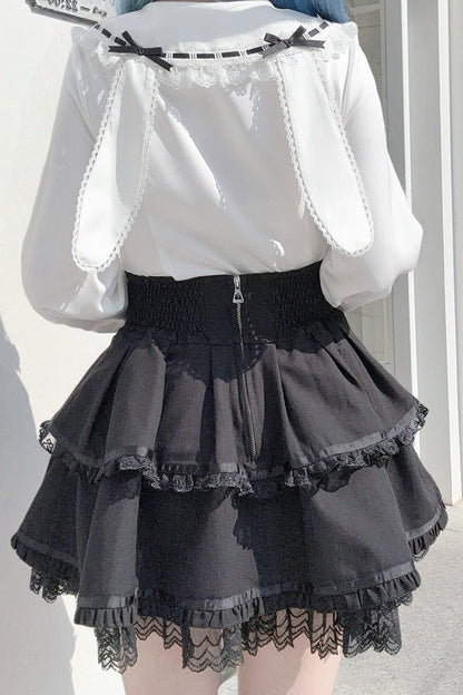 Gothic Lolita Blouse - Rabbit Ears, 3 Colors, Bow Detail, Lace Trim, Long Sleeves - additional product view 12