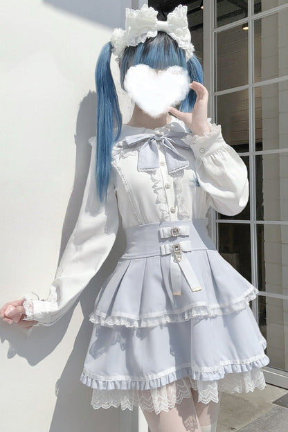 Gothic Lolita Blouse - Rabbit Ears, 3 Colors, Bow Detail, Lace Trim, Long Sleeves - main product image