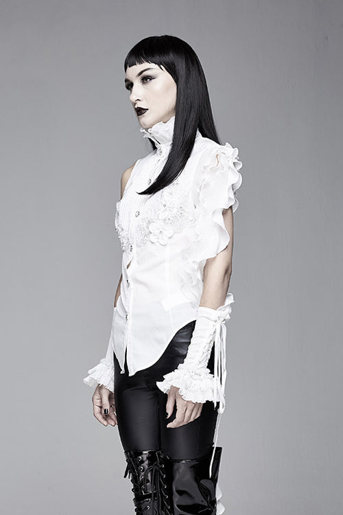 Gothic Lolita Blouse - Ruffled Lace Chiffon Swallowtail, White, Women's Style, Lace Trim - additional product view 2
