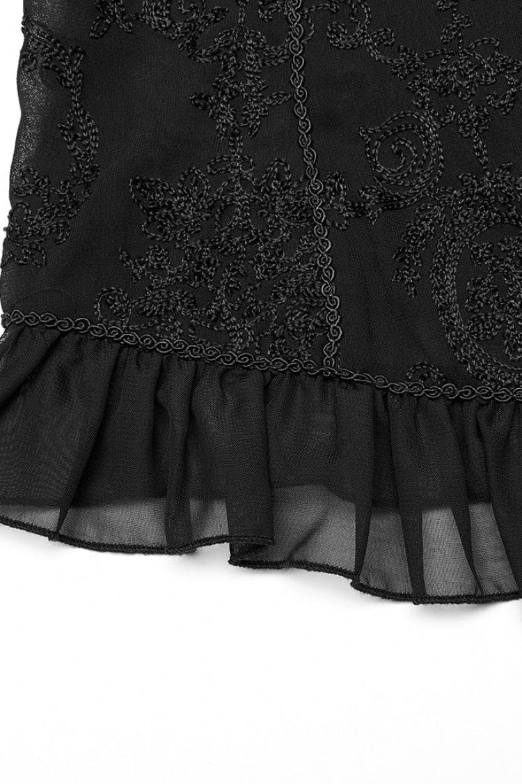 Gothic Lolita Blouse - Stand Collar Puff Embroidery, 2 Colors, Puff Sleeves, Stand Collar - additional product view 11