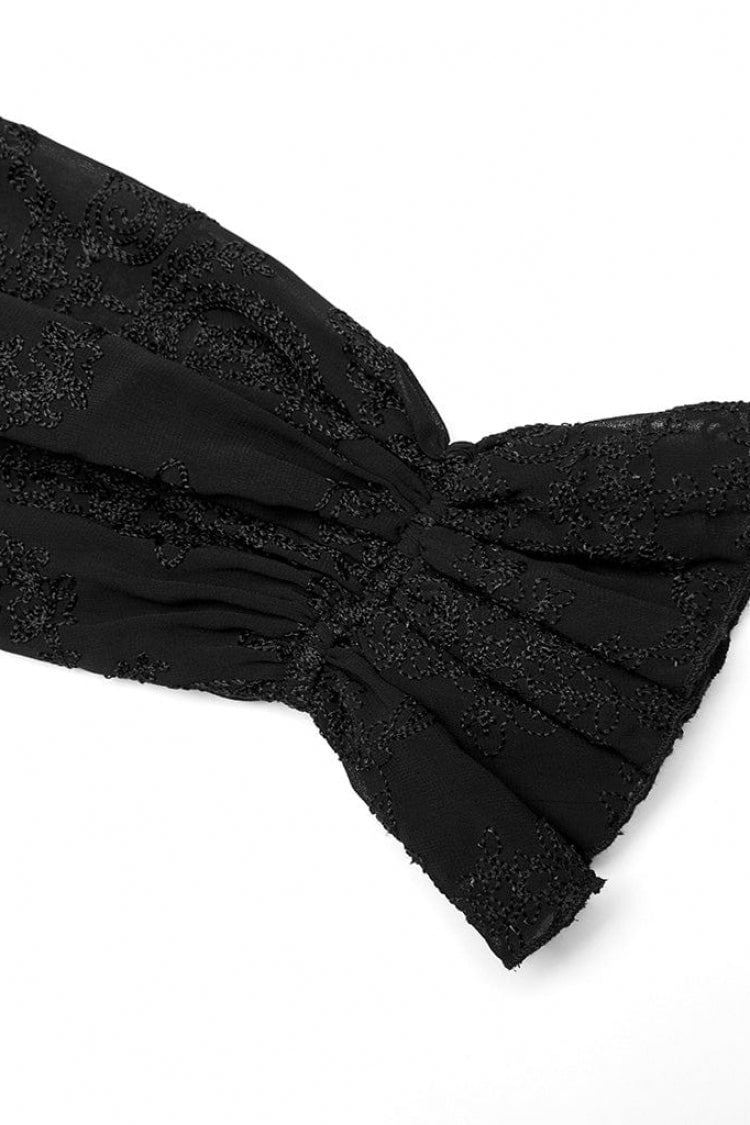 Gothic Lolita Blouse - Stand Collar Puff Embroidery, 2 Colors, Puff Sleeves, Stand Collar - additional product view 12