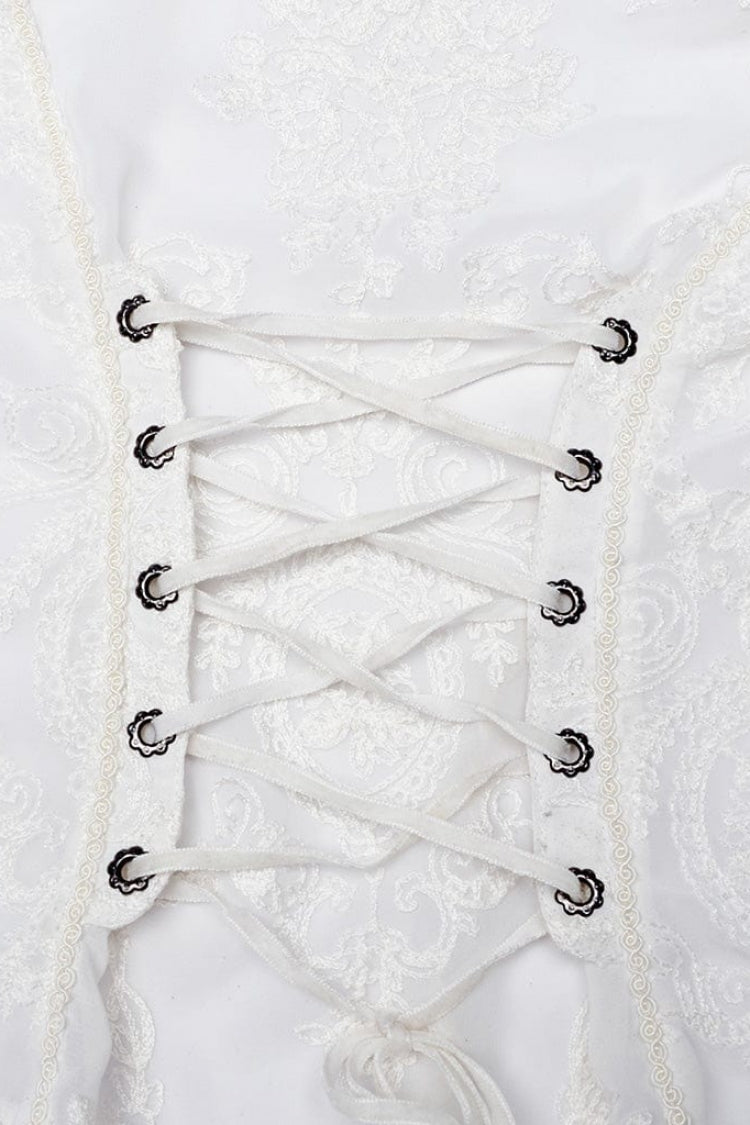 Gothic Lolita Blouse - Stand Collar Puff Embroidery, 2 Colors, Puff Sleeves, Stand Collar - additional product view 14