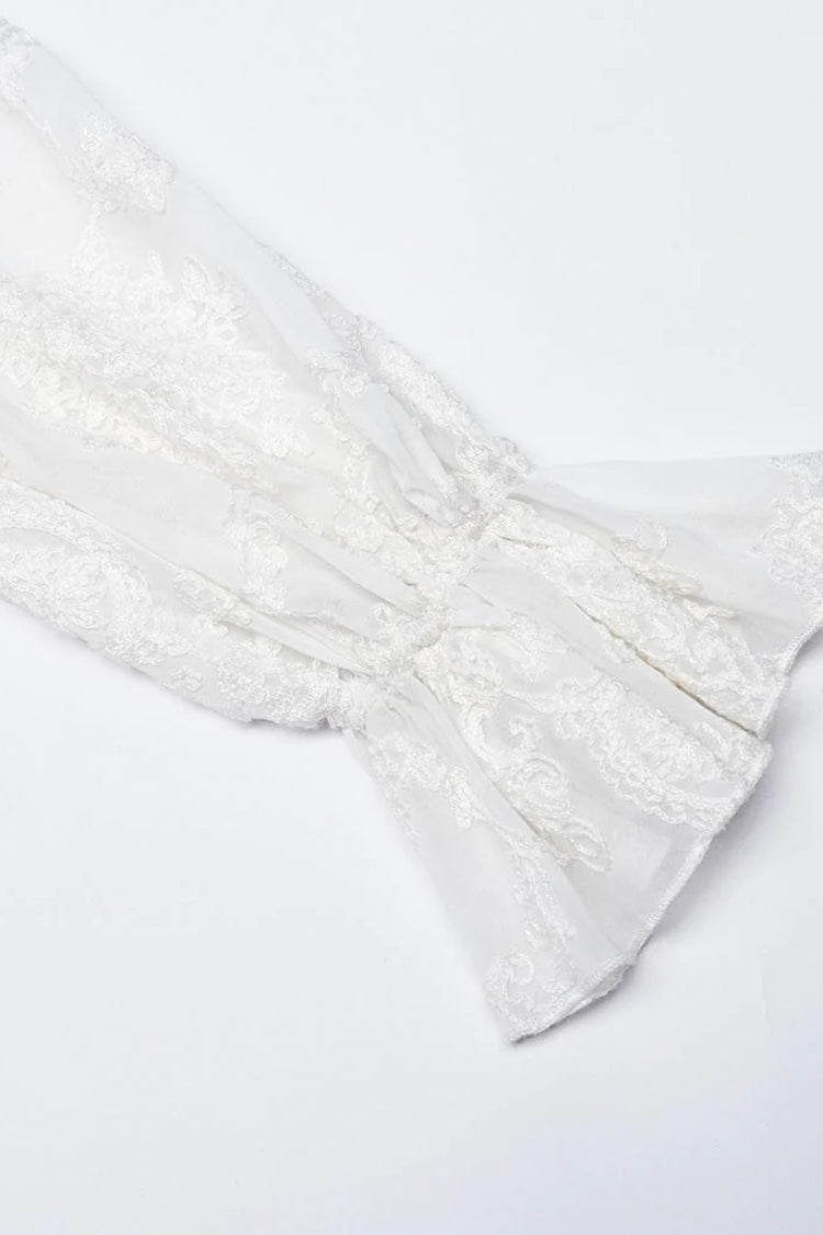 Gothic Lolita Blouse - Stand Collar Puff Embroidery, 2 Colors, Puff Sleeves, Stand Collar - additional product view 16