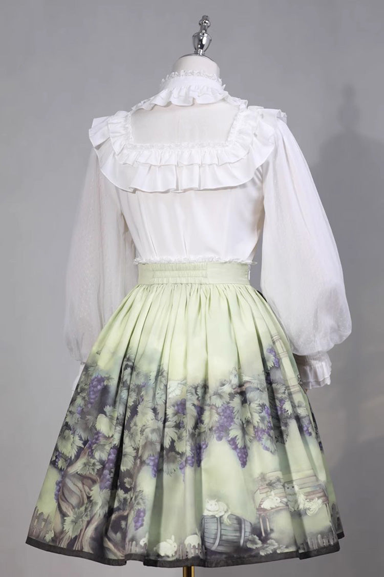Gothic Lolita Blouse - Stand Collar Ruffle Bowknot, White, Stand Collar, Sweet Style - additional product view 4