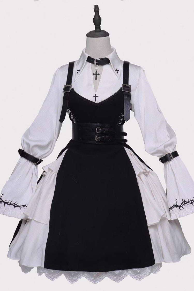 Gothic Lolita Blouse - Stockholm Lover, White, Printed, Cross Detail - additional product view 2