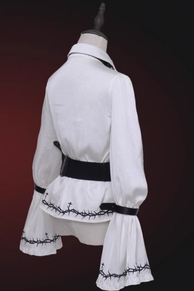 Gothic Lolita Blouse - Stockholm Lover, White, Printed, Cross Detail - additional product view 3