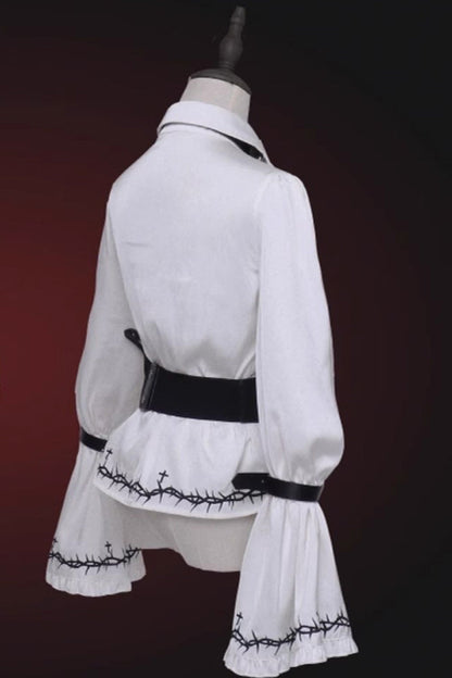 Gothic Lolita Blouse - Stockholm Lover, White, Printed, Cross Detail - additional product view 3