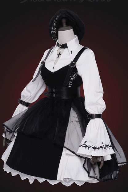 Gothic Lolita Blouse - Stockholm Lover, White, Printed, Cross Detail - additional product view 6