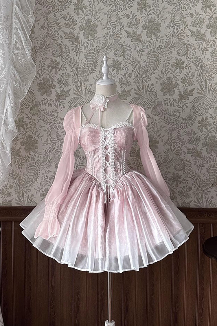Gothic Lolita Blouse - Striped Chiffon, 5 Colors, Striped, Sweet Style, Bow Detail - main product image