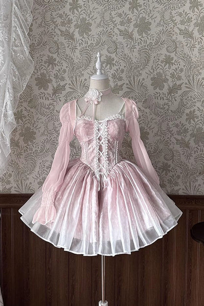 Gothic Lolita Blouse - Striped Chiffon, 5 Colors, Striped, Sweet Style, Bow Detail - main product image