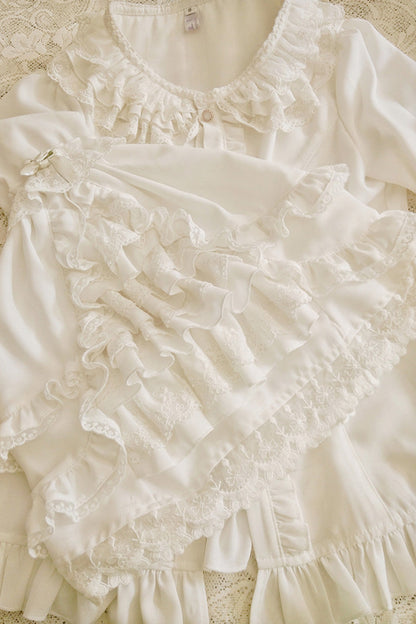 Gothic Lolita Blouse - Trumpet Hime Ruffle Bowknot, 2 Colors, Bow Detail, Lace Trim - additional product view 2