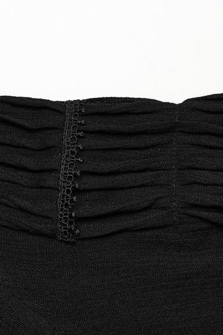 Gothic Lolita Blouse - Turn-down Collar Lace Ruched, 2 Colors, Women's Style, Long Sleeves - additional product view 17