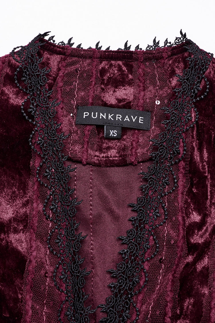 Gothic Lolita Blouse - V Collar Puff, Red, Puff Sleeves, Women's Style, Long Sleeves - additional product view 5