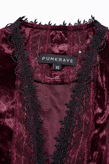 Gothic Lolita Blouse - V Collar Puff, Red, Puff Sleeves, Women's Style, Long Sleeves - additional product view 5