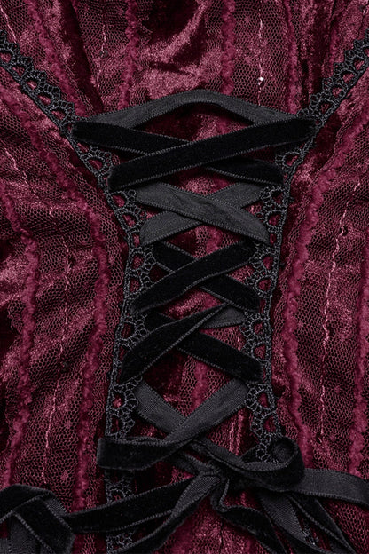 Gothic Lolita Blouse - V Collar Puff, Red, Puff Sleeves, Women's Style, Long Sleeves - additional product view 7