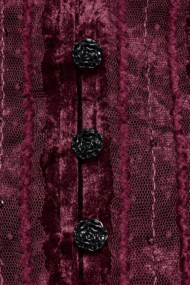 Gothic Lolita Blouse - V Collar Puff, Red, Puff Sleeves, Women's Style, Long Sleeves - additional product view 8