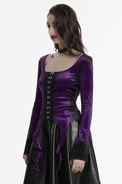 Gothic Lolita Blouse - Violet, Women's Style, Long Sleeves - Tea Party Blouse - additional product view 2