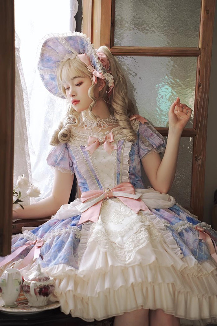 Gothic Lolita Dress - Angel Heart Sky Oil Painting, 3 Colors, Ruffled, Printed - additional product view 2
