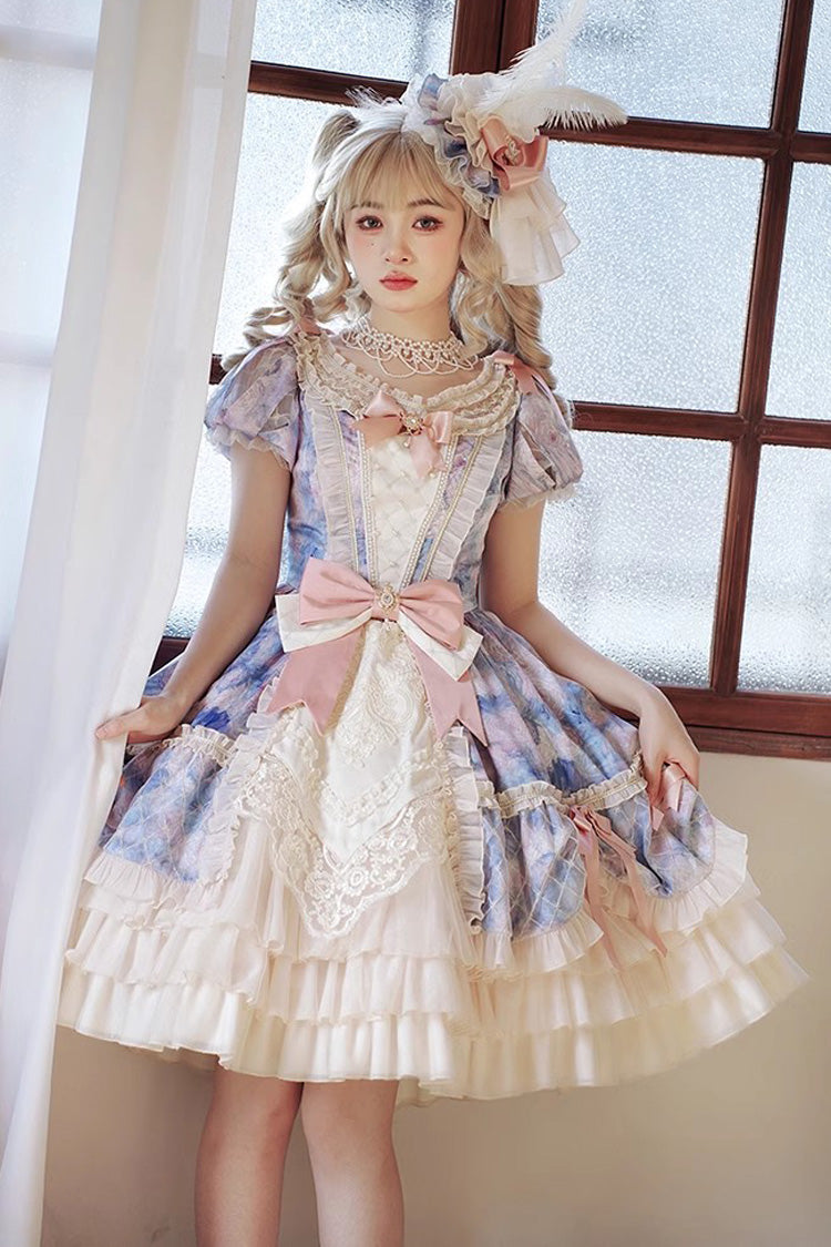 Gothic Lolita Dress - Angel Heart Sky Oil Painting, 3 Colors, Ruffled, Printed - additional product view 3
