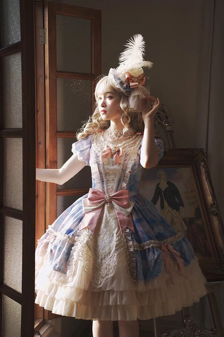 Gothic Lolita Dress - Angel Heart Sky Oil Painting, 3 Colors, Ruffled, Printed - additional product view 7