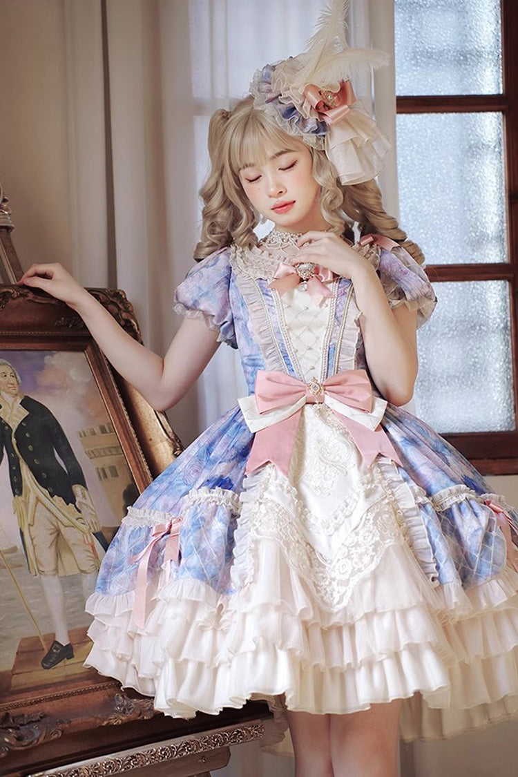 Gothic Lolita Dress - Angel Heart Sky Oil Painting, 3 Colors, Ruffled, Printed - additional product view 8