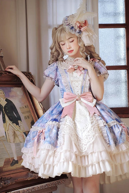 Gothic Lolita Dress - Angel Heart Sky Oil Painting, 3 Colors, Ruffled, Printed - additional product view 8
