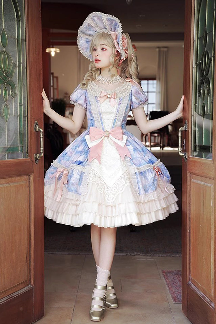 Gothic Lolita Dress - Angel Heart Sky Oil Painting, 3 Colors, Ruffled, Printed - additional product view 10