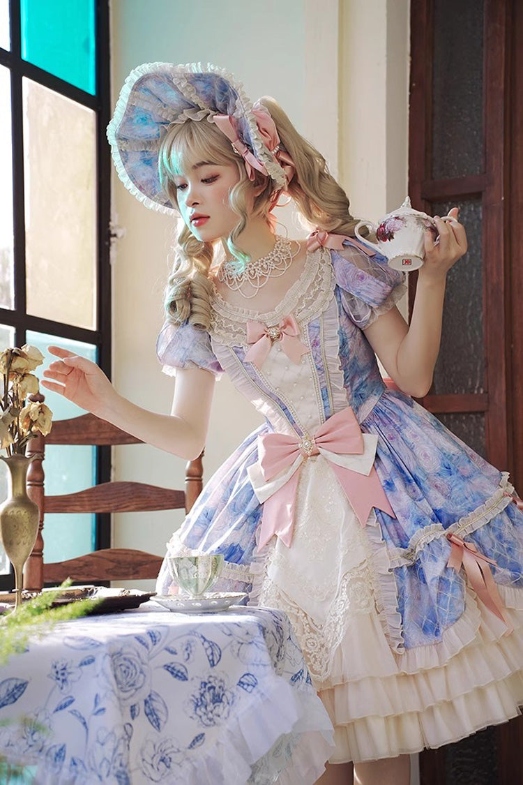 Gothic Lolita Dress - Angel Heart Sky Oil Painting, 3 Colors, Ruffled, Printed - additional product view 12