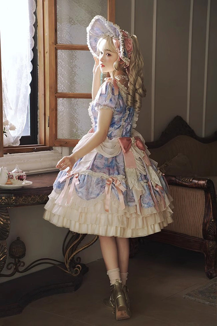 Gothic Lolita Dress - Angel Heart Sky Oil Painting, 3 Colors, Ruffled, Printed - additional product view 13