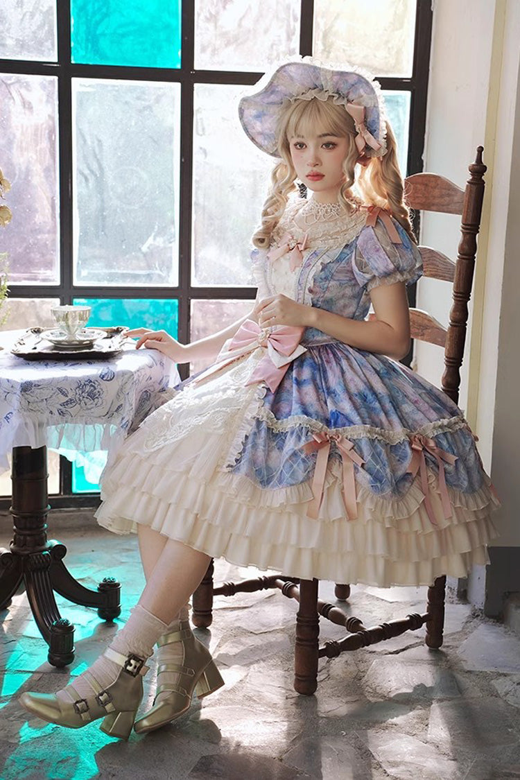 Gothic Lolita Dress - Angel Heart Sky Oil Painting, 3 Colors, Ruffled, Printed - additional product view 14