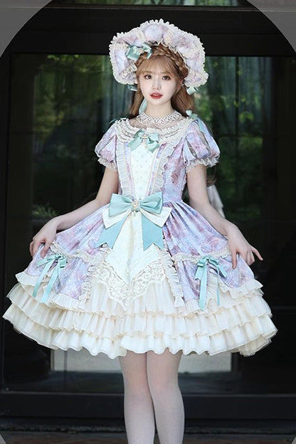 Gothic Lolita Dress - Angel Heart Sky Oil Painting, 3 Colors, Ruffled, Printed - additional product view 15