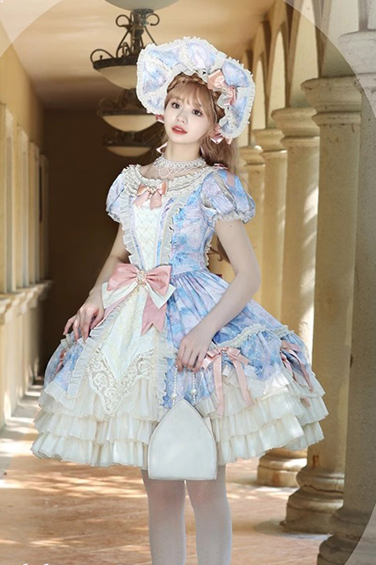 Gothic Lolita Dress - Angel Heart Sky Oil Painting, 3 Colors, Ruffled, Printed - additional product view 16