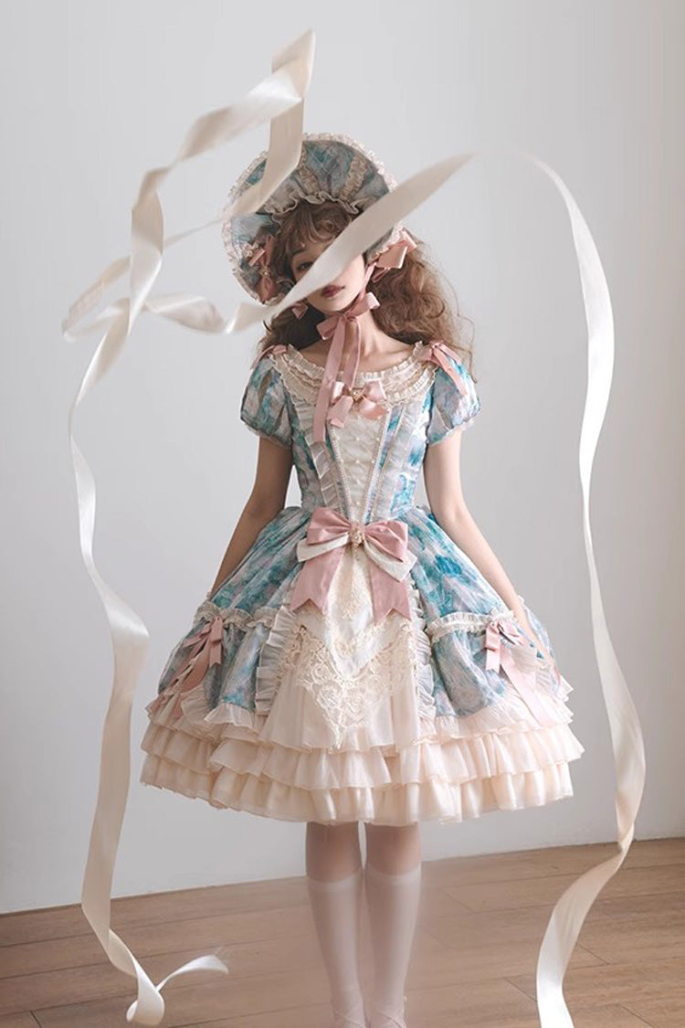 Gothic Lolita Dress - Angel Heart Sky Oil Painting, 3 Colors, Ruffled, Printed - additional product view 17