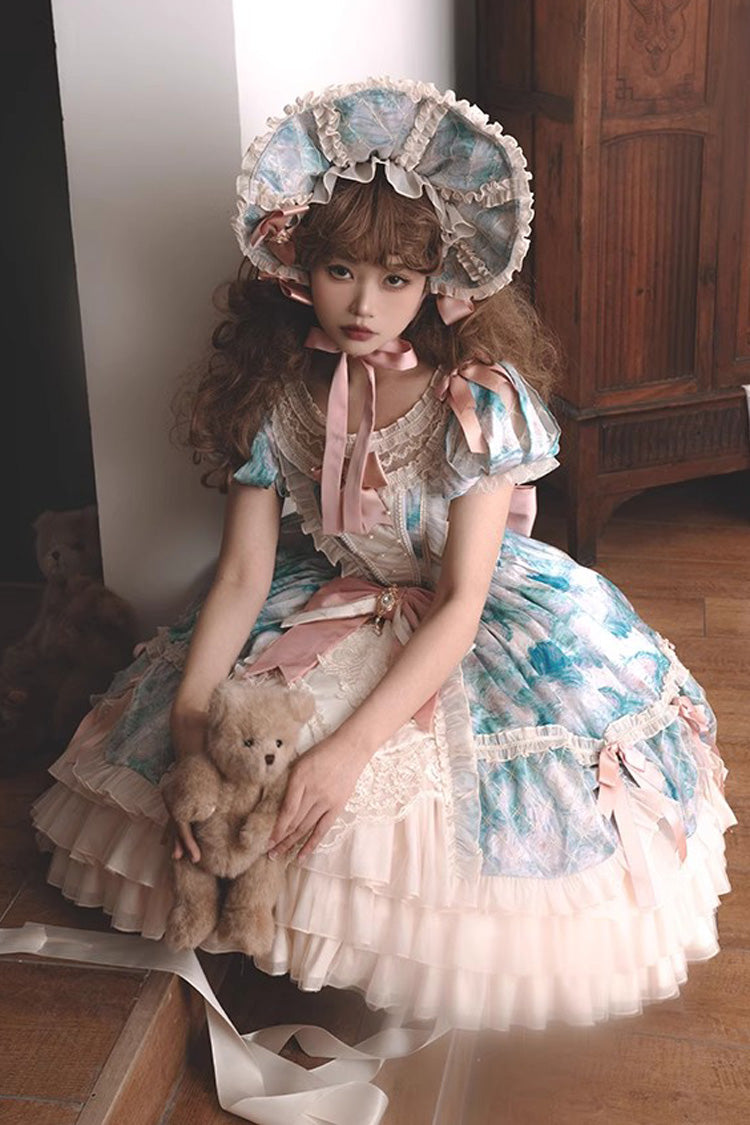 Gothic Lolita Dress - Angel Heart Sky Oil Painting, 3 Colors, Ruffled, Printed - additional product view 18