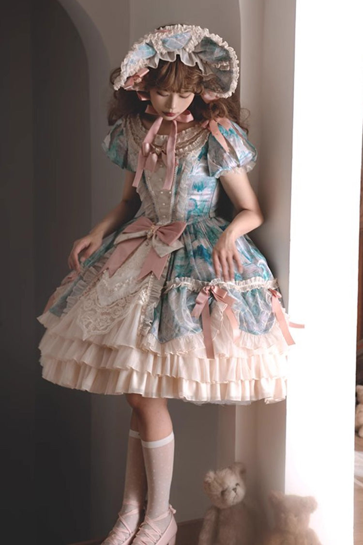 Gothic Lolita Dress - Angel Heart Sky Oil Painting, 3 Colors, Ruffled, Printed - additional product view 19