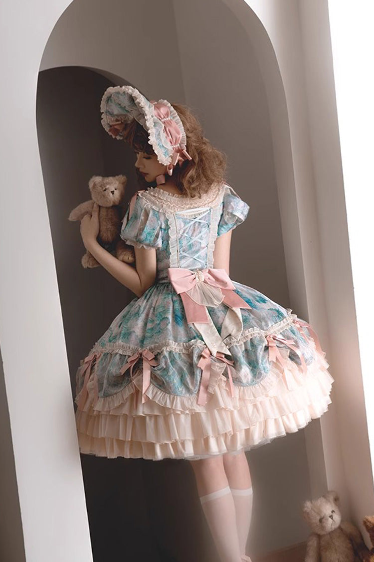 Gothic Lolita Dress - Angel Heart Sky Oil Painting, 3 Colors, Ruffled, Printed - additional product view 22