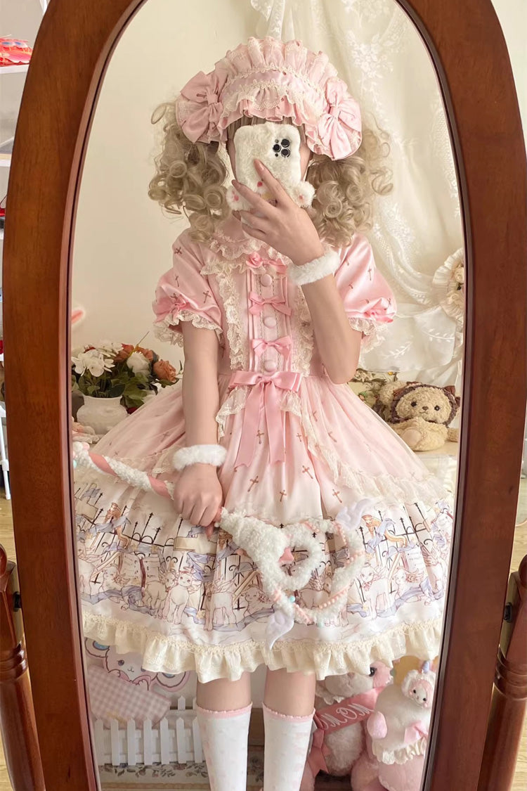 Gothic Lolita Dress - Angel Lamb, Pink, Ruffled, Printed, Sweet Style - additional product view 2