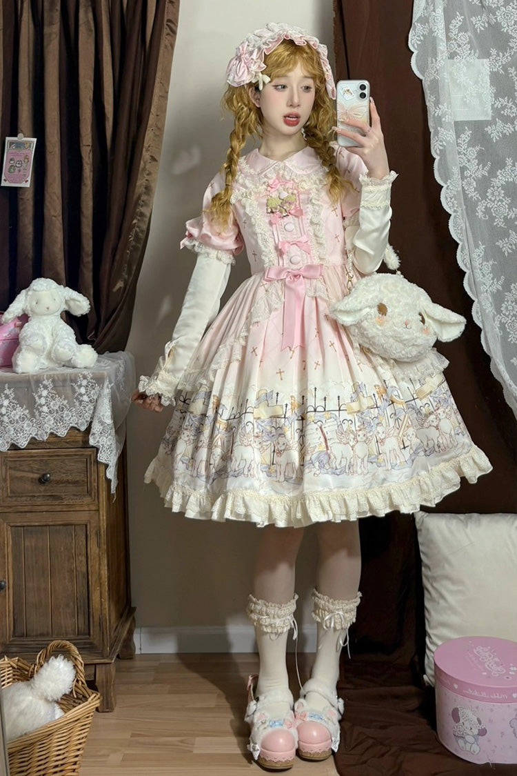 Gothic Lolita Dress - Angel Lamb, Pink, Ruffled, Printed, Sweet Style - additional product view 5