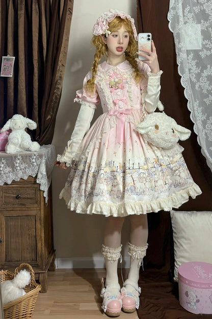 Gothic Lolita Dress - Angel Lamb, Pink, Ruffled, Printed, Sweet Style - additional product view 5