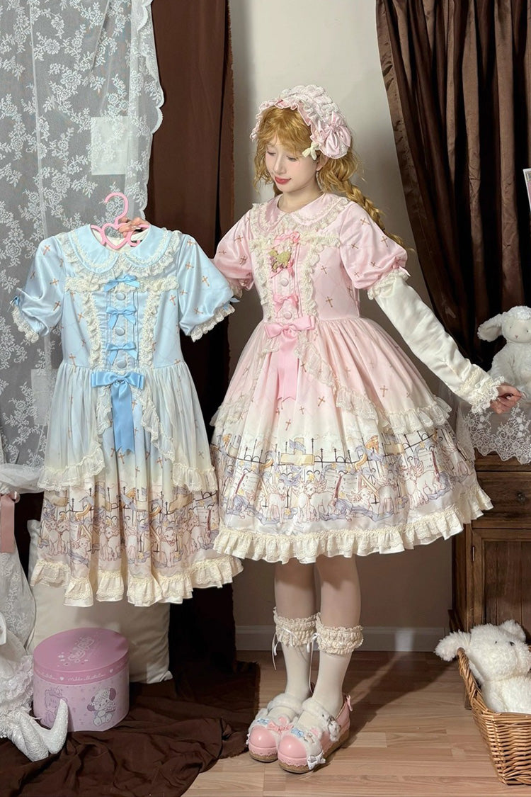 Gothic Lolita Dress - Angel Lamb, Pink, Ruffled, Printed, Sweet Style - additional product view 7